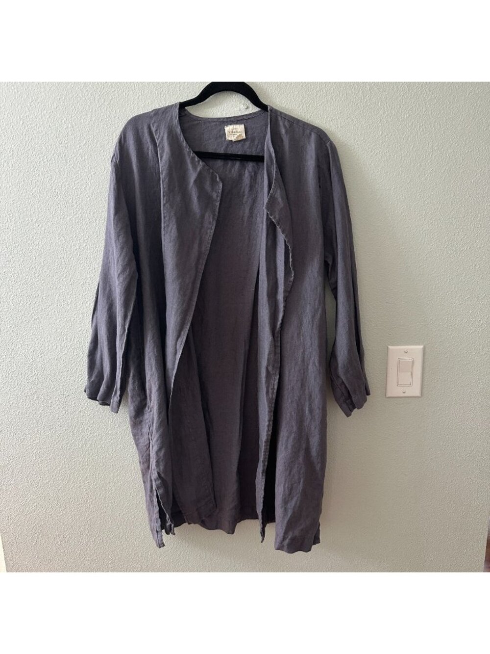 Vikolino Gray 100% European Washed Linen Open Cardigan Oversized SMALL Lagenlook